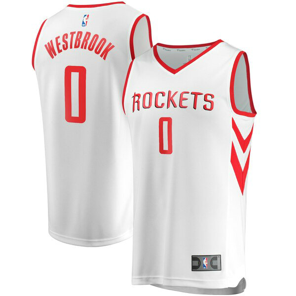 Maillot Houston Rockets Homme Russell Westbrook 0 Association Edition Blanc